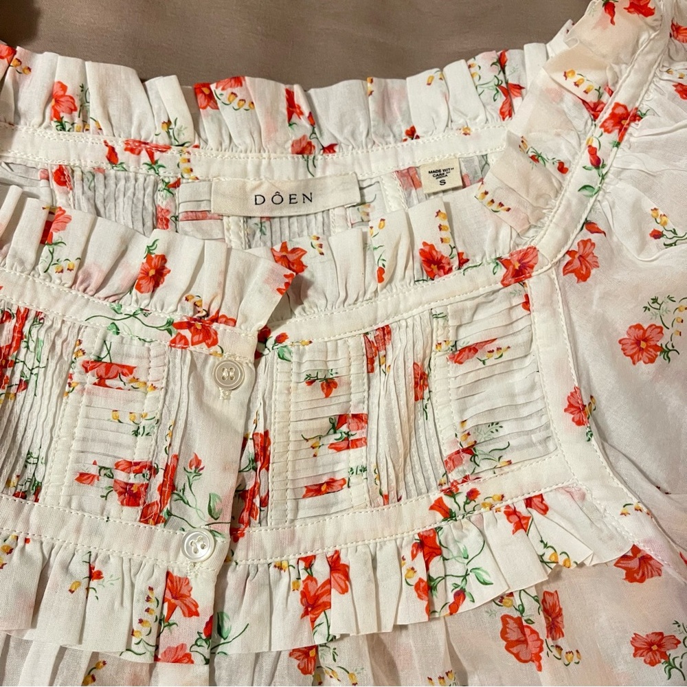 DOEN Farley Top in Sweet Abelia Floral Cottagecore Coquette PuffSleeve Top S - Picture 5 of 12